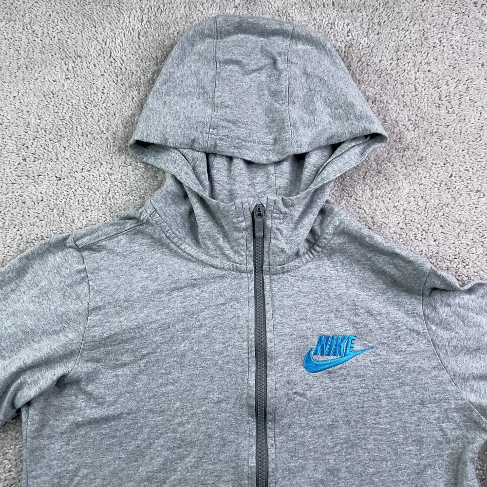 Nike Hoodie Youth‎ Boys XL Grey Sportswear Full Zip Swoosh Logo Sweatshirt Kids